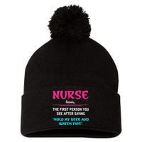 Nurse Definition Pom Pom 12in Knit Beanie