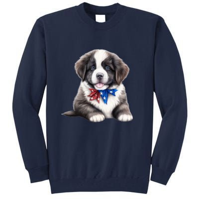 Newfoundland Dog Newfie Puppy USA Flag American Dogs 4th Of July Tall Sweatshirt