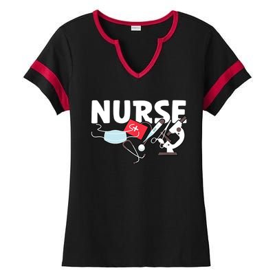 Nurse's Day Nurse Week Funny Nurse Life Awesome Cute Cool Ladies Halftime Notch Neck Tee