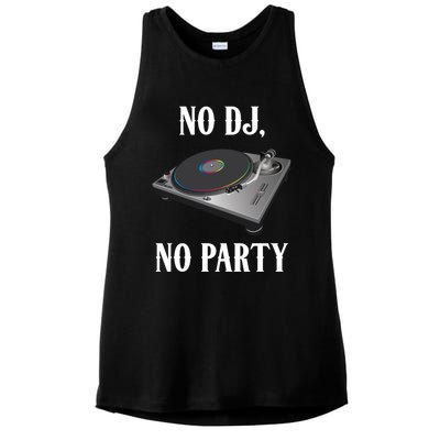 No Dj No Party Retro Vintage Dj Djane Vinyl Turntables Meaningful Gift Ladies PosiCharge Tri-Blend Wicking Tank