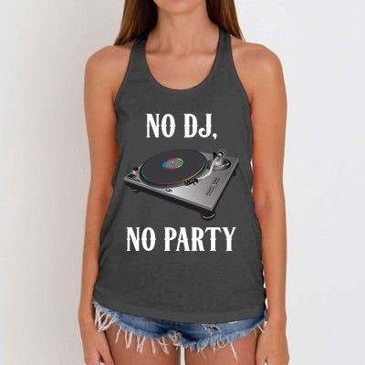 No Dj No Party Retro Vintage Dj Djane Vinyl Turntables Meaningful Gift Women's Knotted Racerback Tank