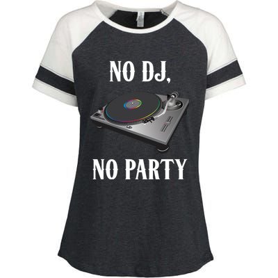 No Dj No Party Retro Vintage Dj Djane Vinyl Turntables Meaningful Gift Enza Ladies Jersey Colorblock Tee