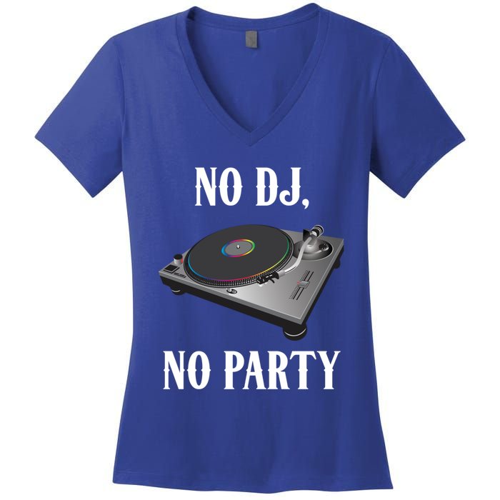 No Dj No Party Retro Vintage Dj Djane Vinyl Turntables Meaningful Gift Women's V-Neck T-Shirt