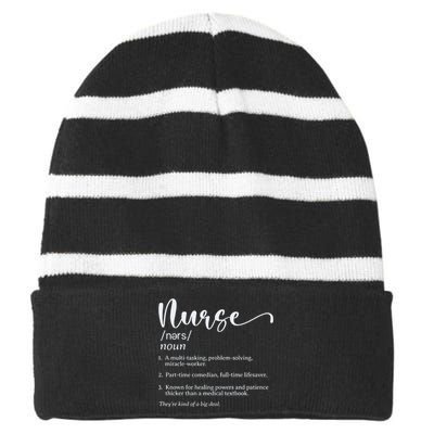 Nurse Definition Striped Beanie with Solid Band