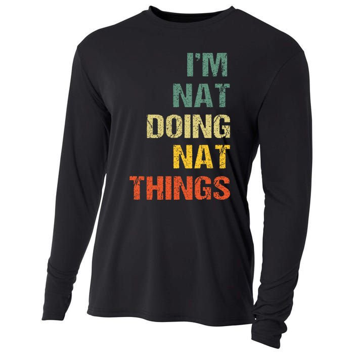 Nat Doing Nat Things Personalized Name Idea Cooling Performance Long Sleeve Crew