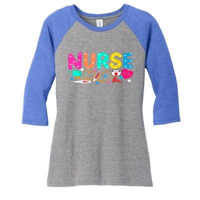 NurseS Day Nurse Life Happy National Nurses Week 2024 Gift Women's Tri-Blend 3/4-Sleeve Raglan Shirt