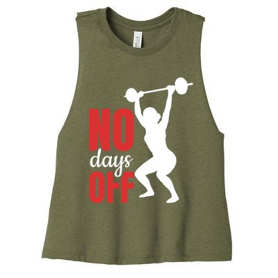 No Days Off Fitness Great Gift Women's Racerback Cropped Tank