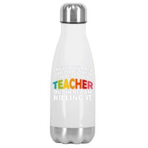 Never Dreamed One Day Id Be A Super Cool Teacher Back To School Gift Stainless Steel Insulated Water Bottle