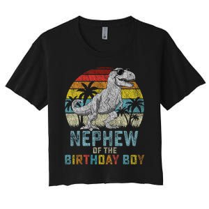 Nephew Dinosaur Of The Birthday Matching Family Women's Crop Top Tee