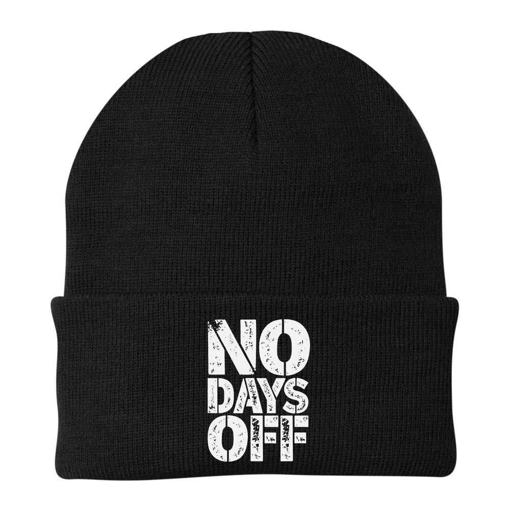 No Days Off Motivational Fitness Quote Beanie