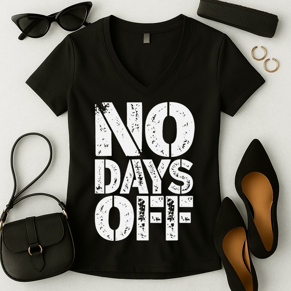 No Days Off Motivational Fitness Quote Women's V-Neck T-Shirt
