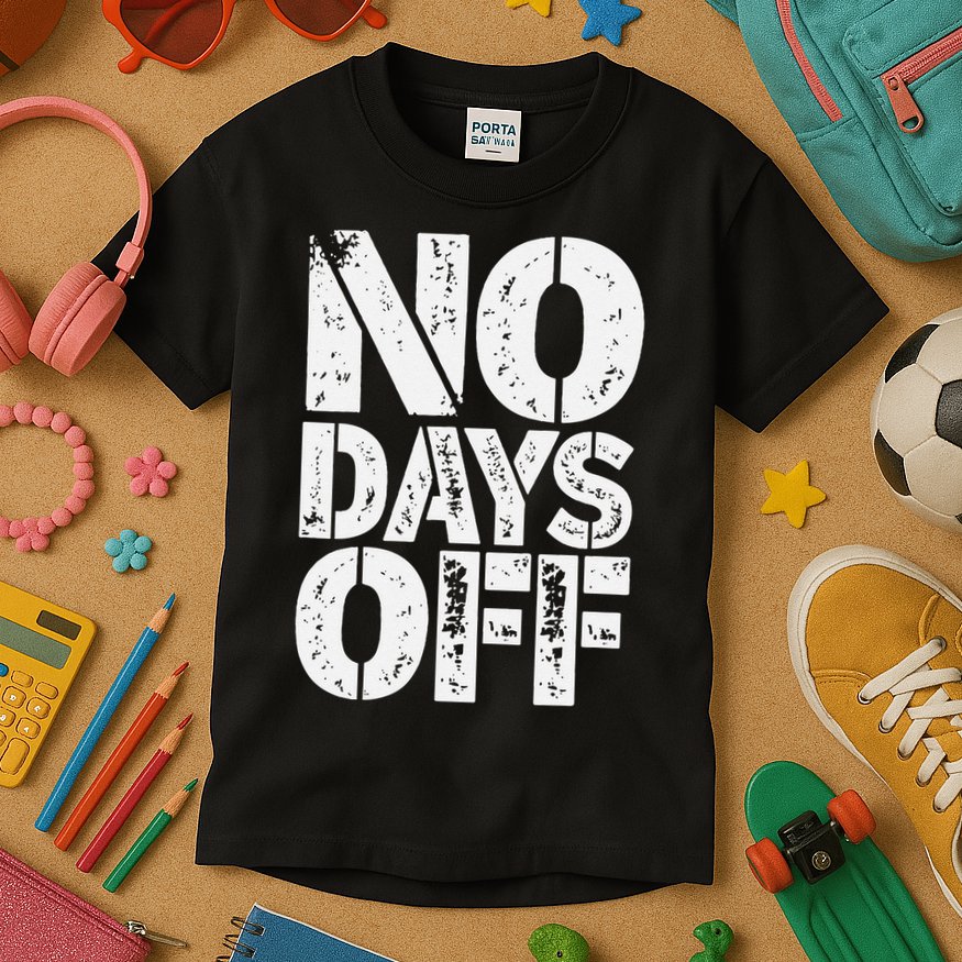 No Days Off Motivational Fitness Quote Kids T-Shirt