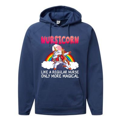 Nursicorn Definition Only More Magical Funny Nurse Unicorn Funny Gift Performance Fleece Hoodie