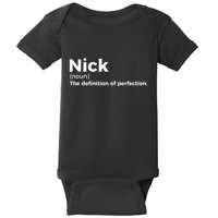 Nick Definition Of Perfection Funny Nick Baby Bodysuit