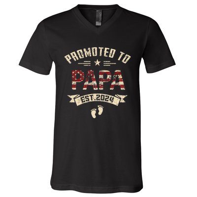 New Dad Promoted to Papa est.2024 V-Neck T-Shirt