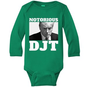 Notorious Djt President Trump 2024 Trump Mugshot Baby Long Sleeve Bodysuit