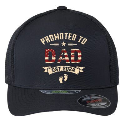 New Dad Promoted To Dad Est2024 Flexfit Unipanel Trucker Cap