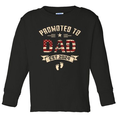 New Dad Promoted To Dad Est2024 Toddler Long Sleeve Shirt