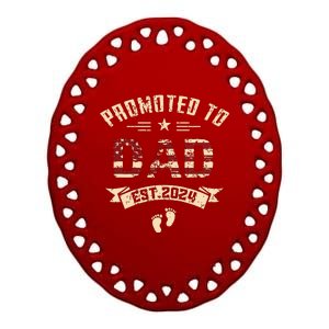 New Dad Promoted To Dad Est2024 Ceramic Oval Ornament