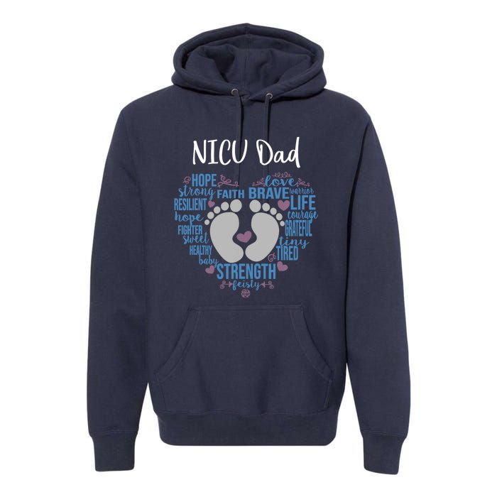 "NICU Dad" Preemie or NICU Daddy Boy Girl - Blue Premium Hoodie