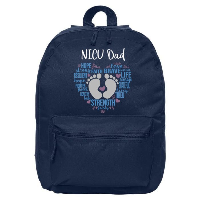 "NICU Dad" Preemie or NICU Daddy Boy Girl - Blue 16 in Basic Backpack