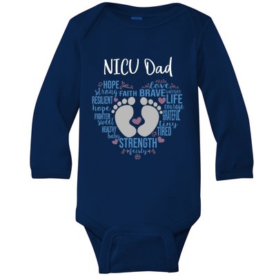 "NICU Dad" Preemie or NICU Daddy Boy Girl - Blue Baby Long Sleeve Bodysuit