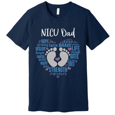 "NICU Dad" Preemie or NICU Daddy Boy Girl - Blue Premium T-Shirt