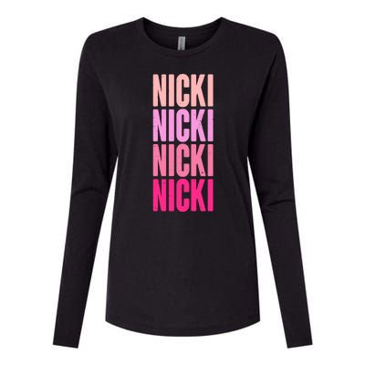 Nicki Distressed Pink Design Womens Cotton Relaxed Long Sleeve T-Shirt