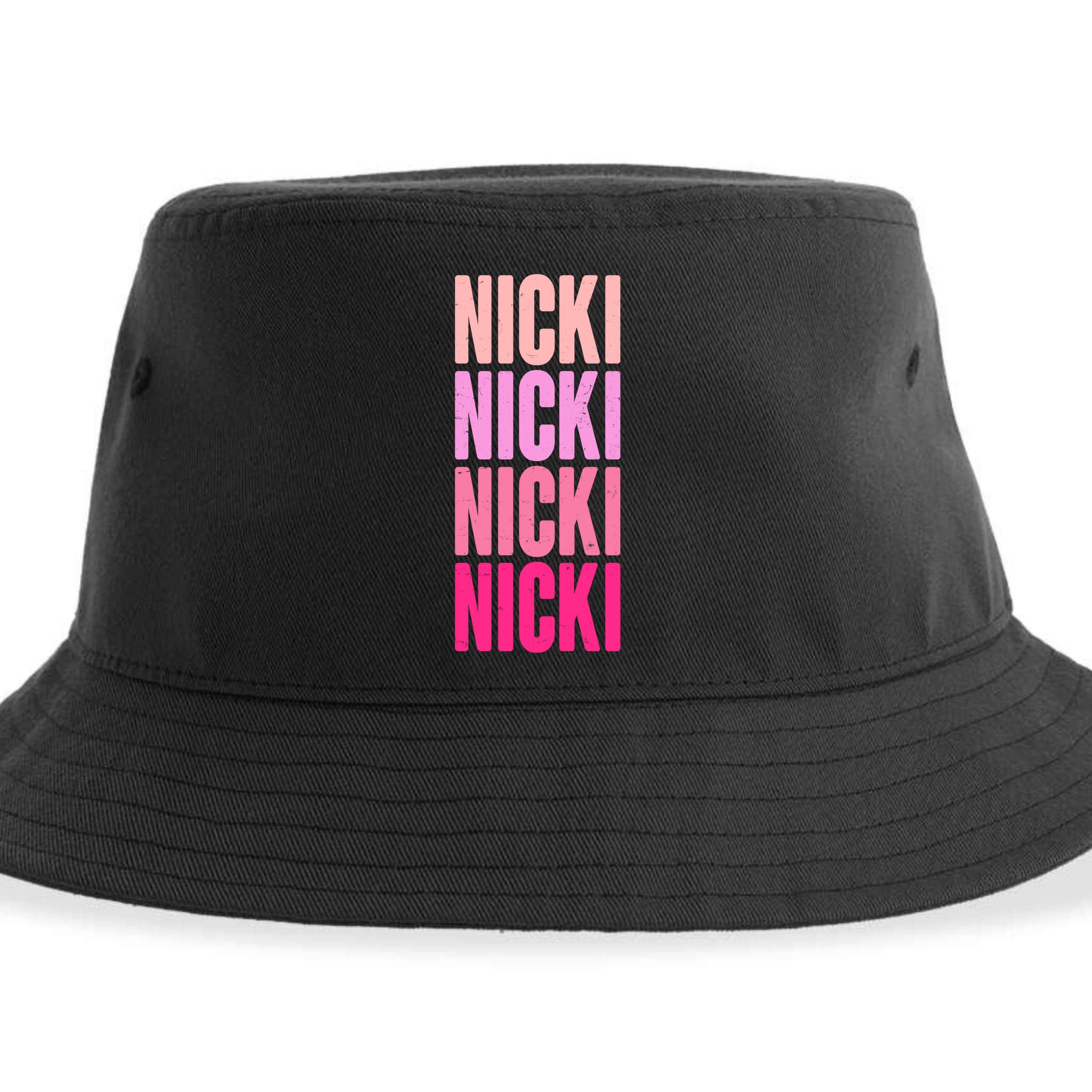 Nicki Distressed Pink Design Sustainable Bucket Hat