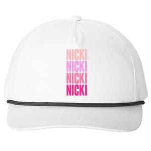 Nicki Distressed Pink Design Snapback Five-Panel Rope Hat