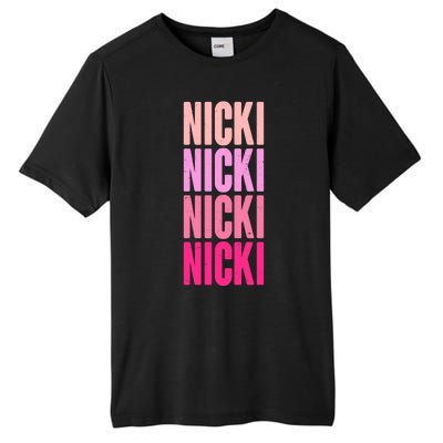 Nicki Distressed Pink Design Tall Fusion ChromaSoft Performance T-Shirt