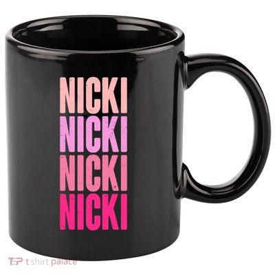 Nicki Distressed Pink Design 11oz C Handle Ceramic Mug