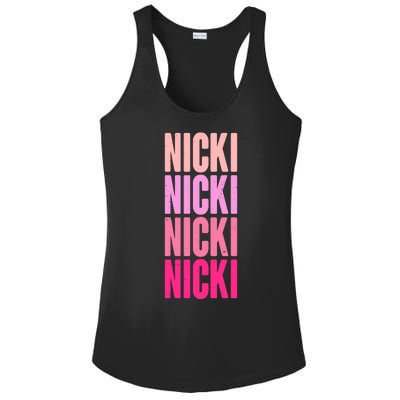 Nicki Distressed Pink Design Ladies PosiCharge Competitor Racerback Tank