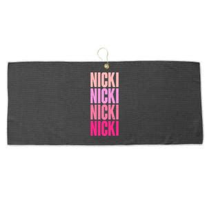 Nicki Distressed Pink Design Large Microfiber Waffle Golf Towel