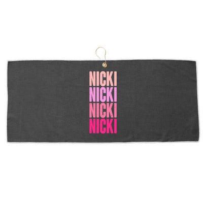 Nicki Distressed Pink Design Large Microfiber Waffle Golf Towel