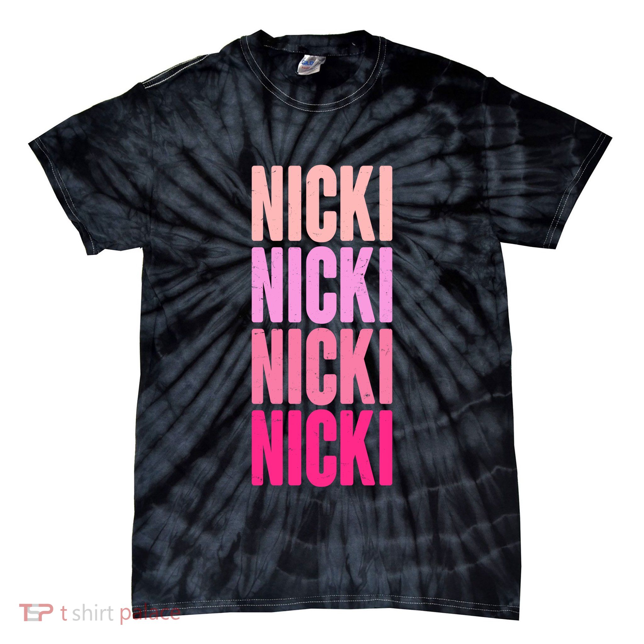 Nicki Distressed Pink Design Tie-Dye T-Shirt