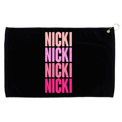 Nicki Distressed Pink Design Grommeted Golf Towel