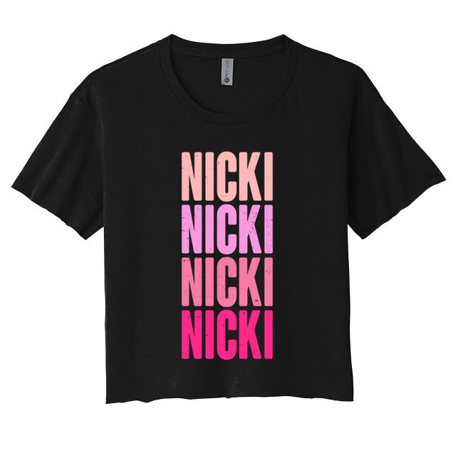 Nicki Distressed Pink Design Women's Crop Top Tee