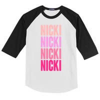 Nicki Distressed Pink Design Kids Colorblock Raglan Jersey