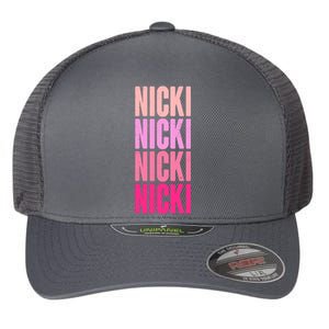 Nicki Distressed Pink Design Flexfit Unipanel Trucker Cap