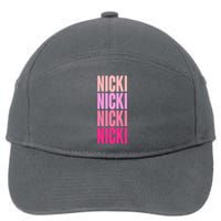 Nicki Distressed Pink Design 7-Panel Snapback Hat