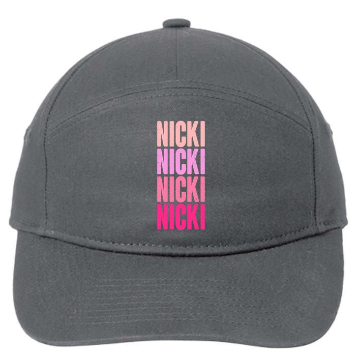 Nicki Distressed Pink Design 7-Panel Snapback Hat