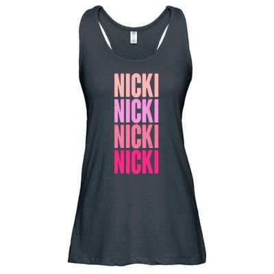 Nicki Distressed Pink Design Ladies Essential Flowy Tank