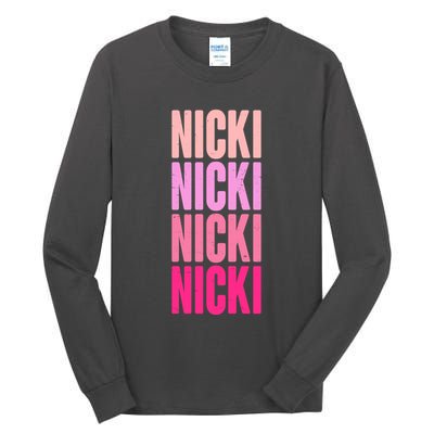 Nicki Distressed Pink Design Tall Long Sleeve T-Shirt