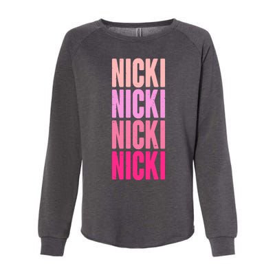 Nicki Distressed Pink Design Womens California Wash Sweatshirt