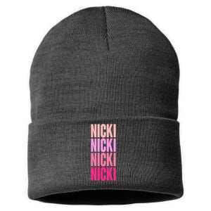 Nicki Distressed Pink Design Sustainable Knit Beanie