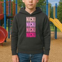 Nicki Distressed Pink Design Kids Hoodie