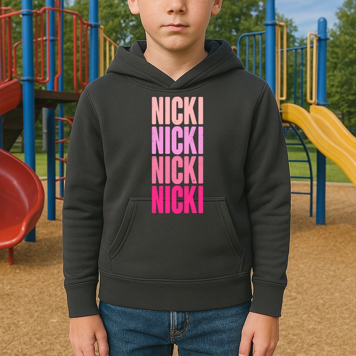 Nicki Distressed Pink Design Kids Hoodie