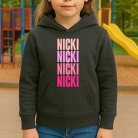 Nicki Distressed Pink Design Kids Hoodie