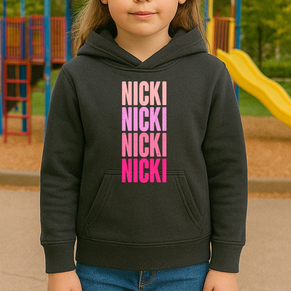 Nicki Distressed Pink Design Kids Hoodie